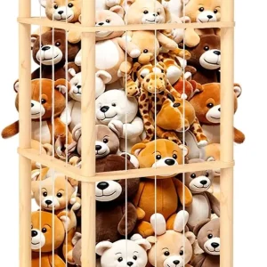 Large Wooden Stuffed Animal Storage with Toy Tray