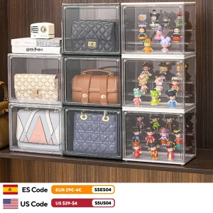Clear Display Box Stackable Plastic Dustproof Storage Bins