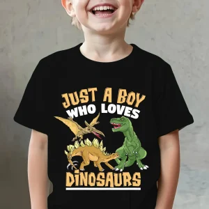 Boys' Short-Sleeve T-Shirt Dinosaur Print Casual Top