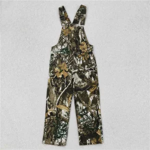 Baby Boys Kids Brown Leaves Camouflage Denim Strap Jumpsuit Overall